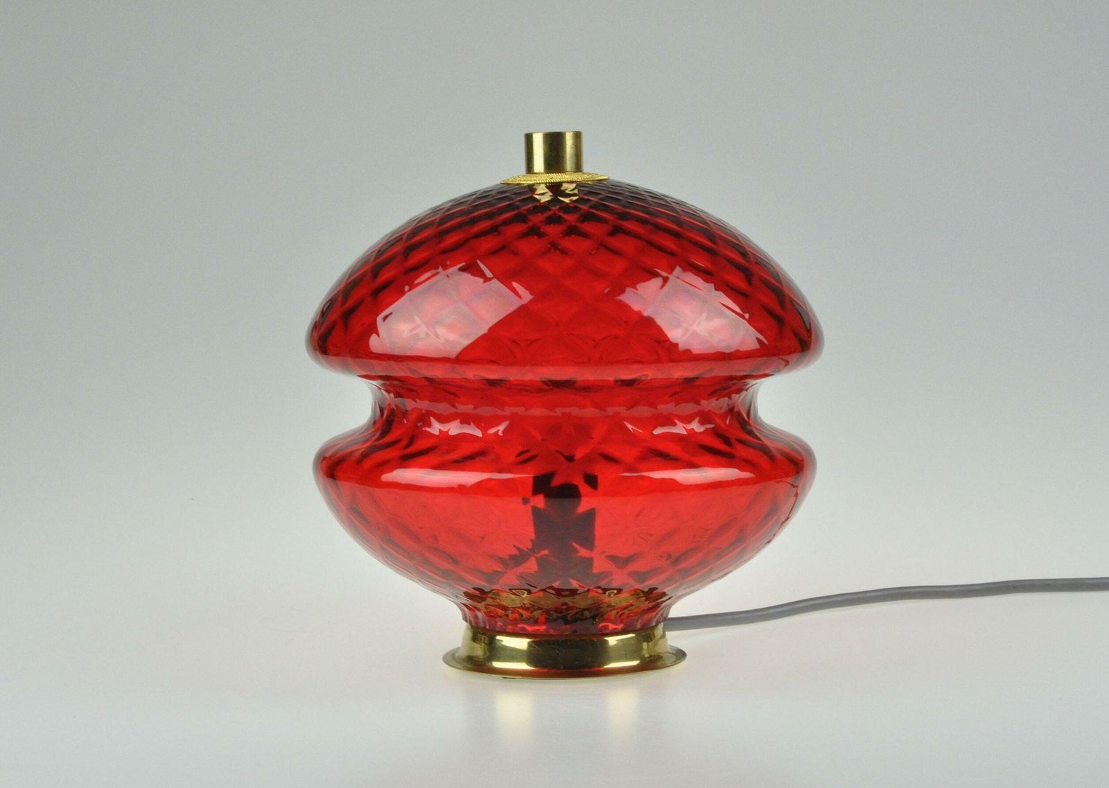 Vintage Mood Lamp, Mid Century Lamp, Bedside Lamp, Mid Century Glass Lamp, Table Lamp, Desk Lamp, Vintage Light, Vintage Lighting, Red Lamp photo vintage