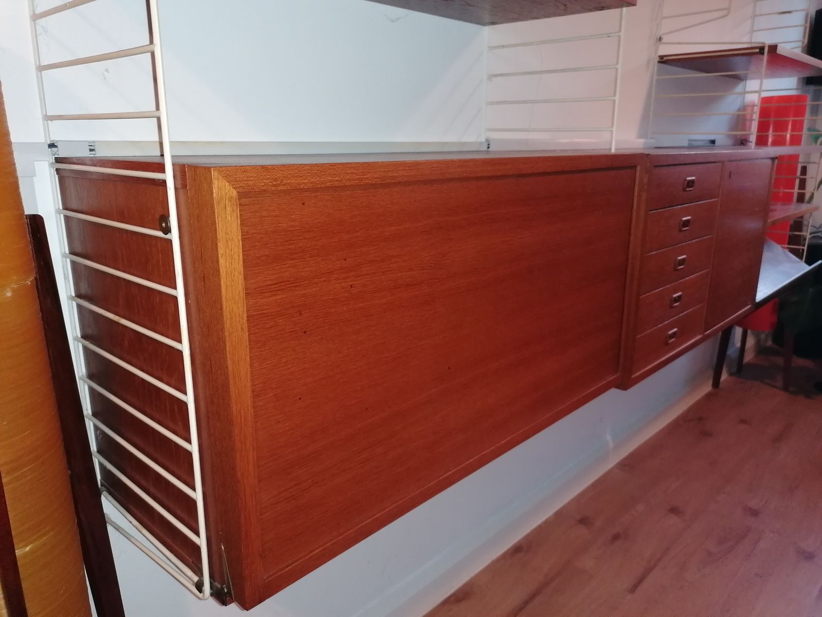 Nils Strinning String Modular Wall Mounted Shelving System. 1967. photo for sale
