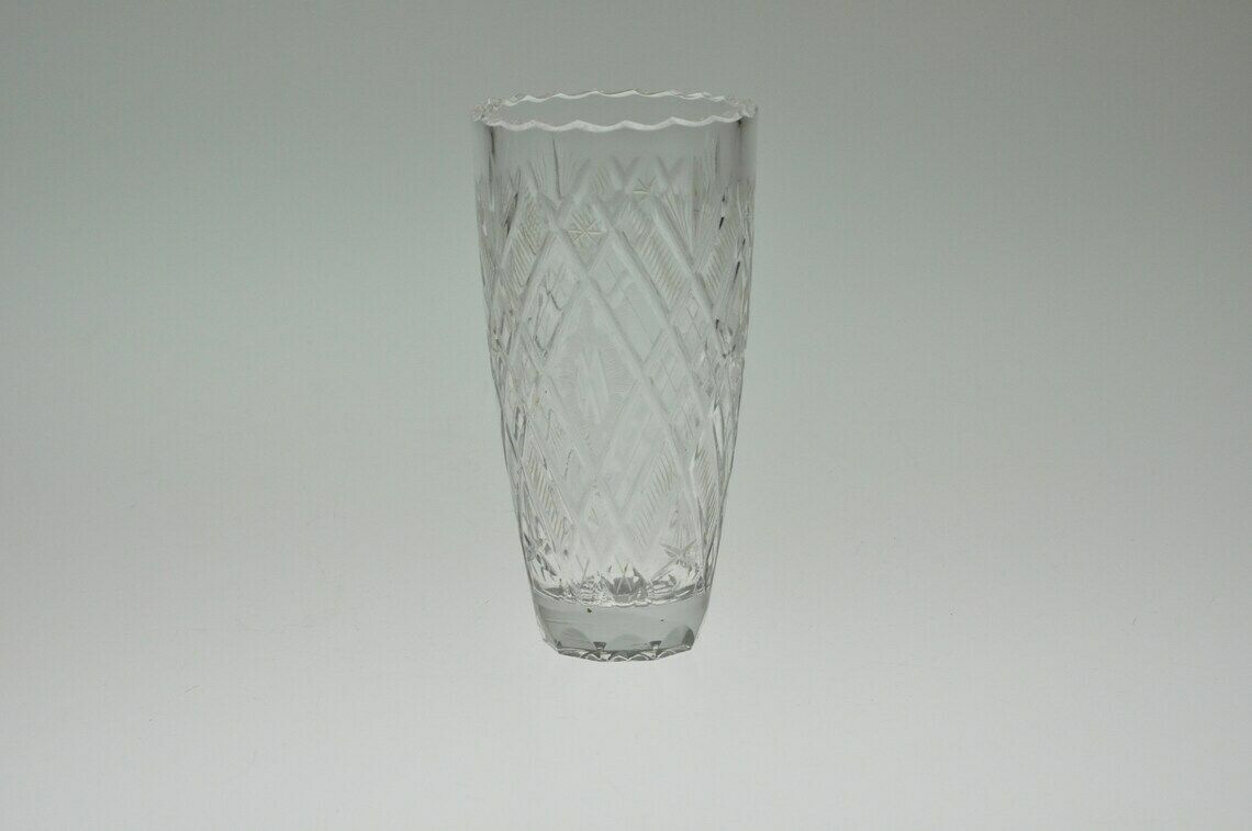 Collection Of 7 Cut To Clear Glass Items  Cut Glass  Cut Glass Vase  Cut Glass Ashtray  Cut Glass Bowl  Czech Cut To Clear Glass photo vinterior