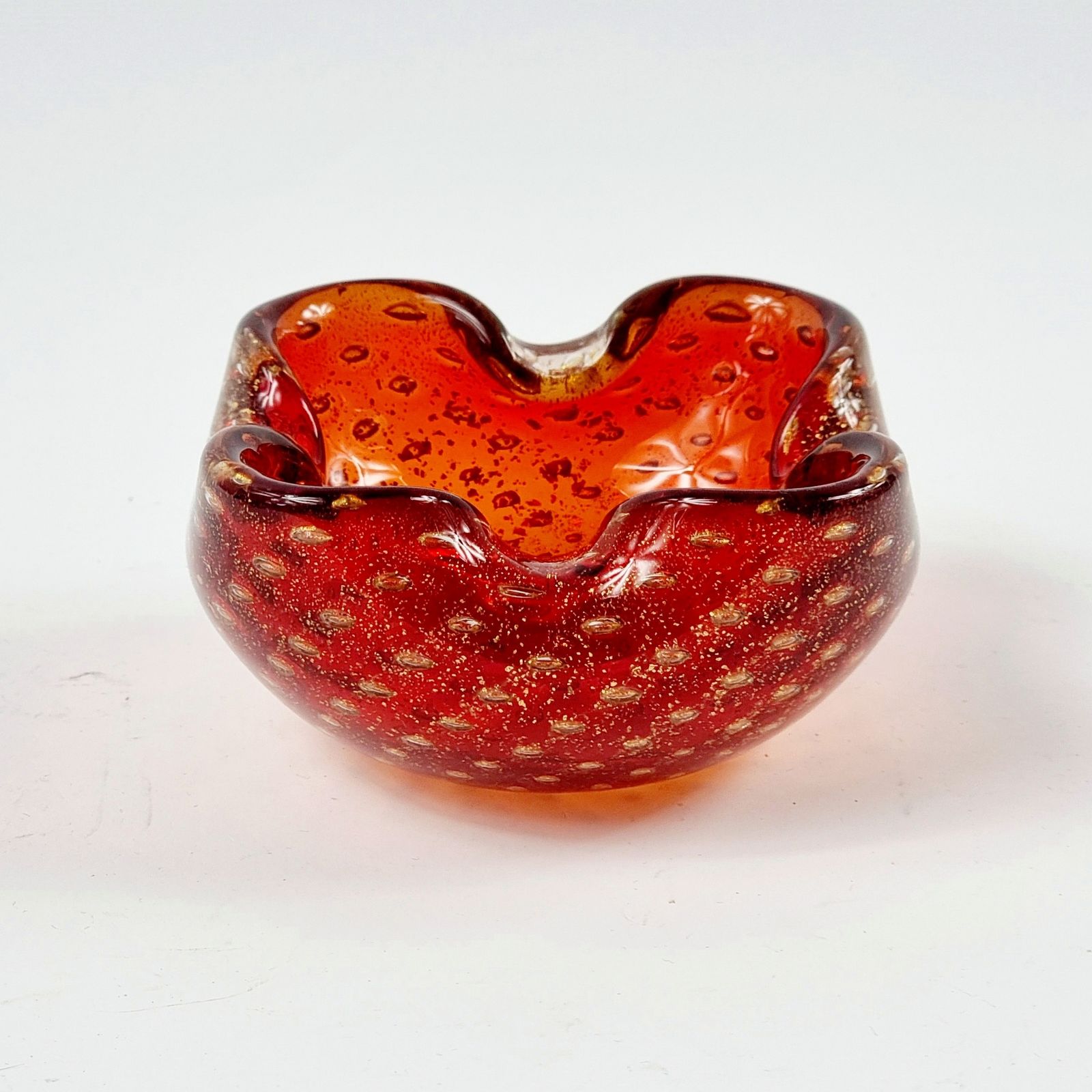 Murano Glass Ashtray With Gold Dust & Air Bubbles From Barovier & Toso, Italy, 1960s photo furniture