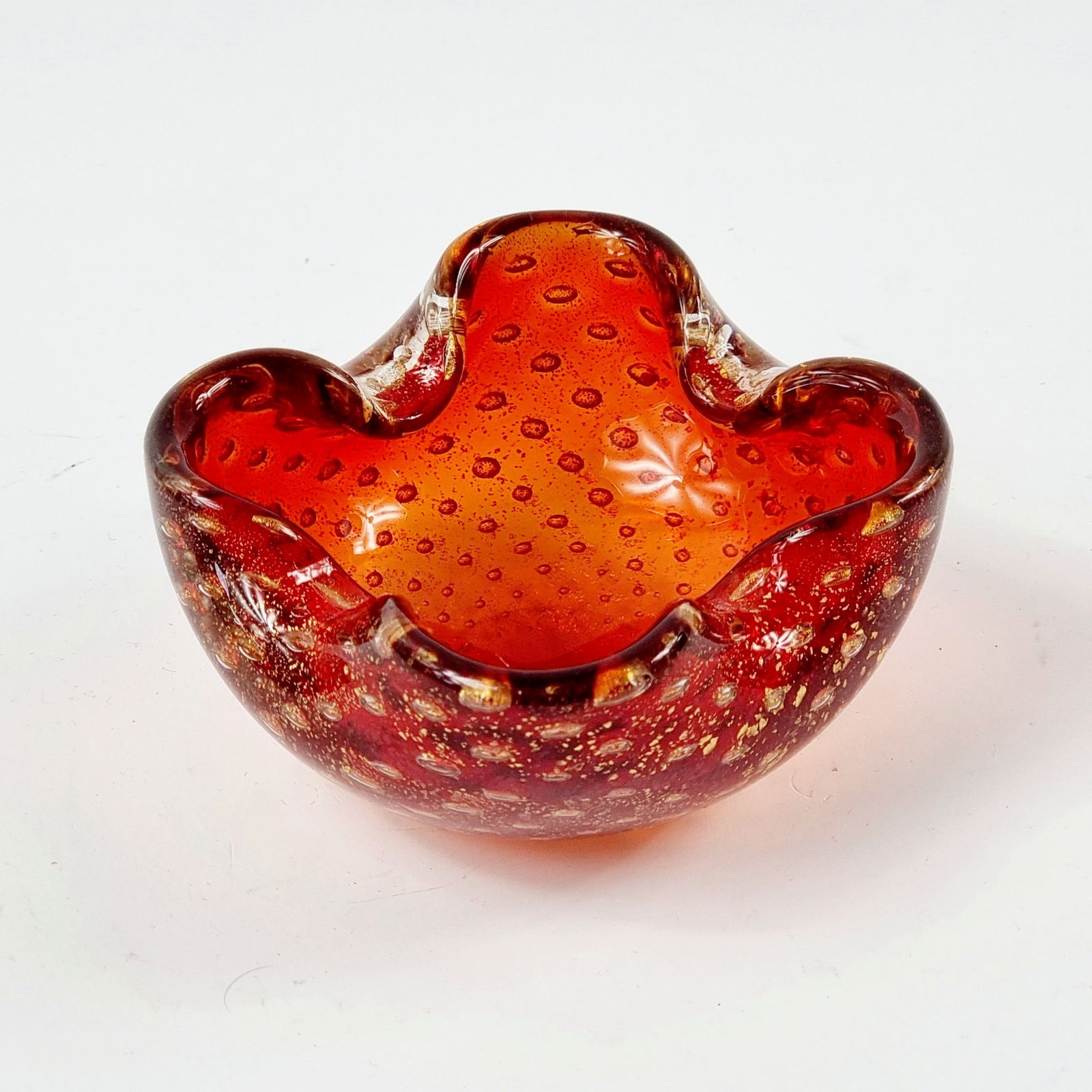 Murano Glass Ashtray With Gold Dust & Air Bubbles From Barovier & Toso, Italy, 1960s photo 150.0