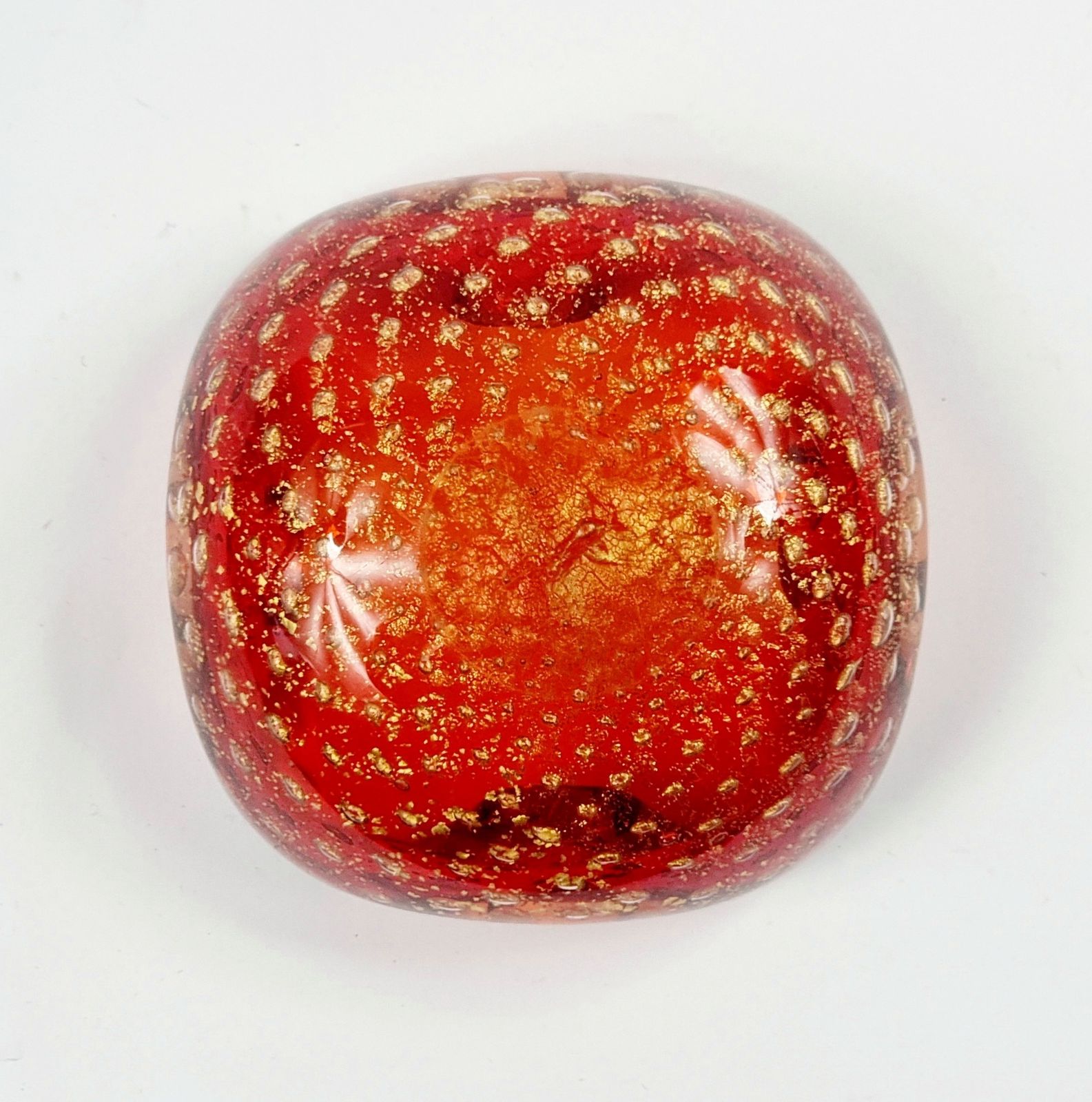 Murano Glass Ashtray With Gold Dust & Air Bubbles From Barovier & Toso, Italy, 1960s photo buy