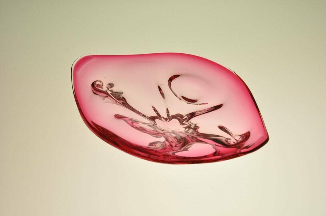 Josef Hospodka Chribska Bohemian Large Glass Bowl Hospodka  Czech Glass  Czech Art Glass  Art Glass Vintage Glass Bowl Vintage Bowls photo for sale