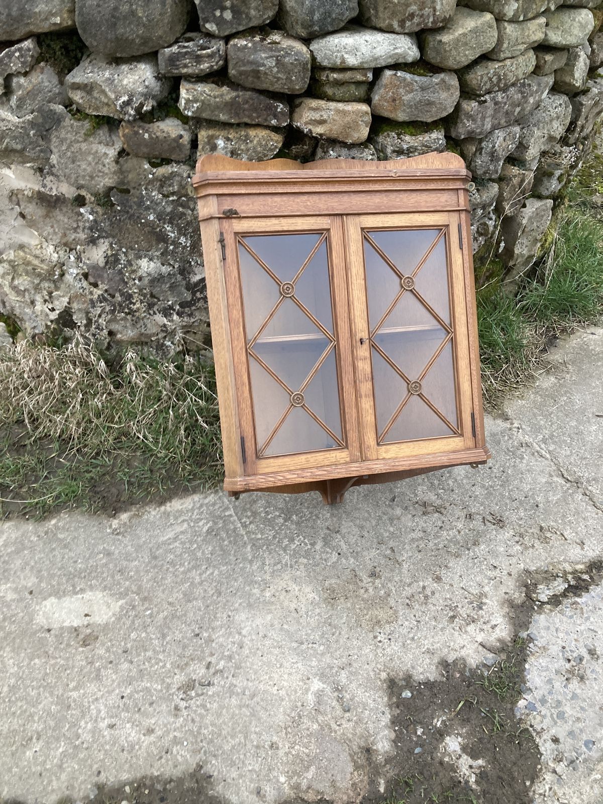 Gillows Miniature Light Oak Glass Corner Cabinet photo for sale