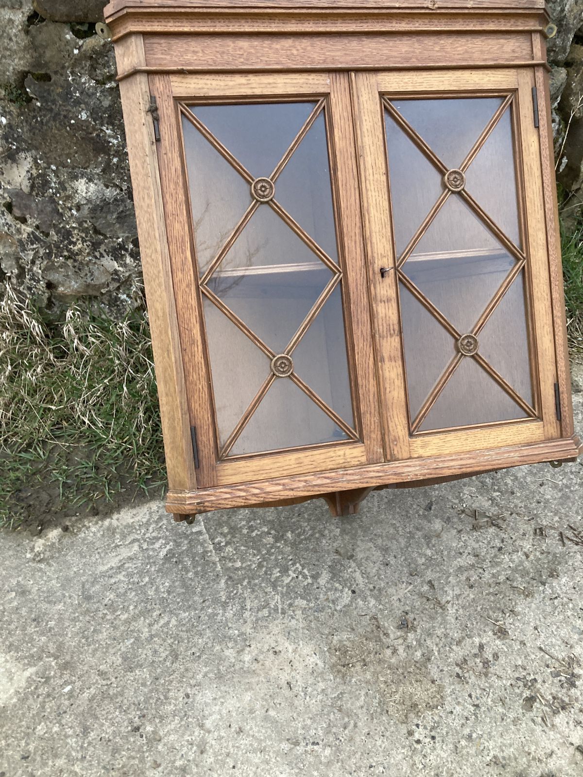 Gillows Miniature Light Oak Glass Corner Cabinet photo vinterior