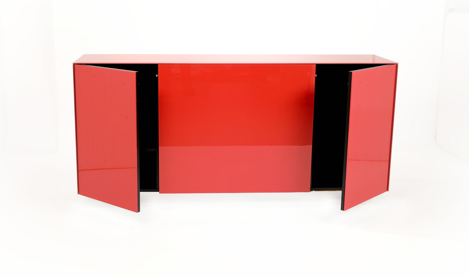 Stunning Roche Bobois Linear Red Glass Sideboard, France Circa 2000’s photo 3995.0