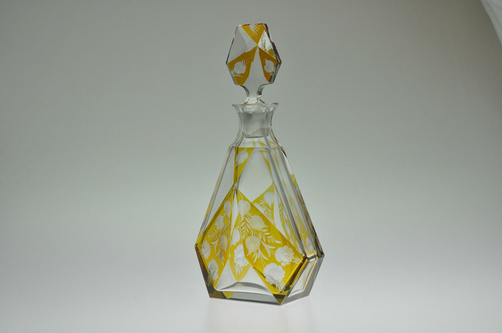 photo furniture Tsjechische Karaf, Karl Palda, Amber Geslepen Glas, Art Deco Karafset, Boheems Glas, Kristallen Karaf