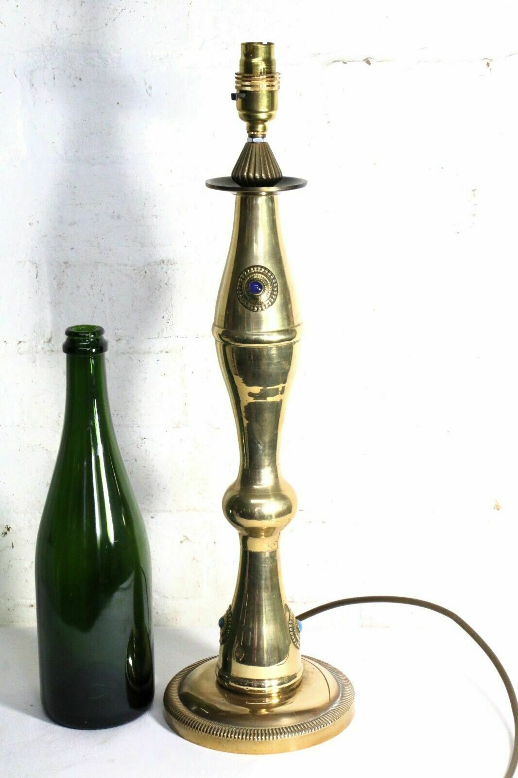 Table Lamp Vintage Eastern Brass Anglo Indian Lamp Ethnic Semi Polished Finish