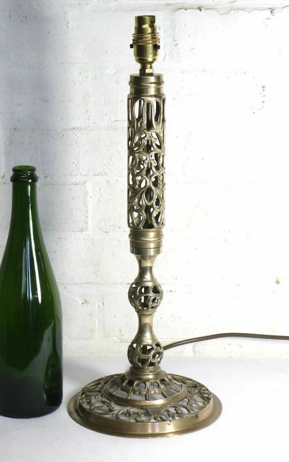 Table Lamp Eastern Brass Anglo Indian Vintage Lamp Ethnic Reticulated Finish