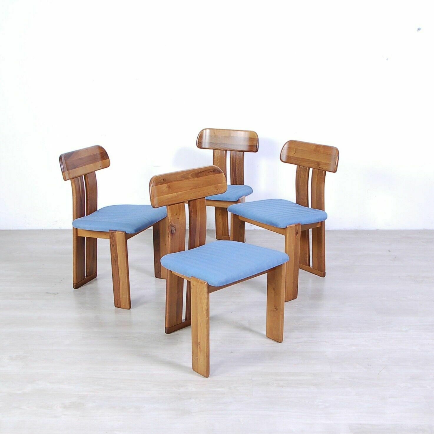 Set Of 4 Walnut Chairs, Marengo Series, Designed By Tarcisio Colzani For Mobilgirgi, 1970s photo for sale