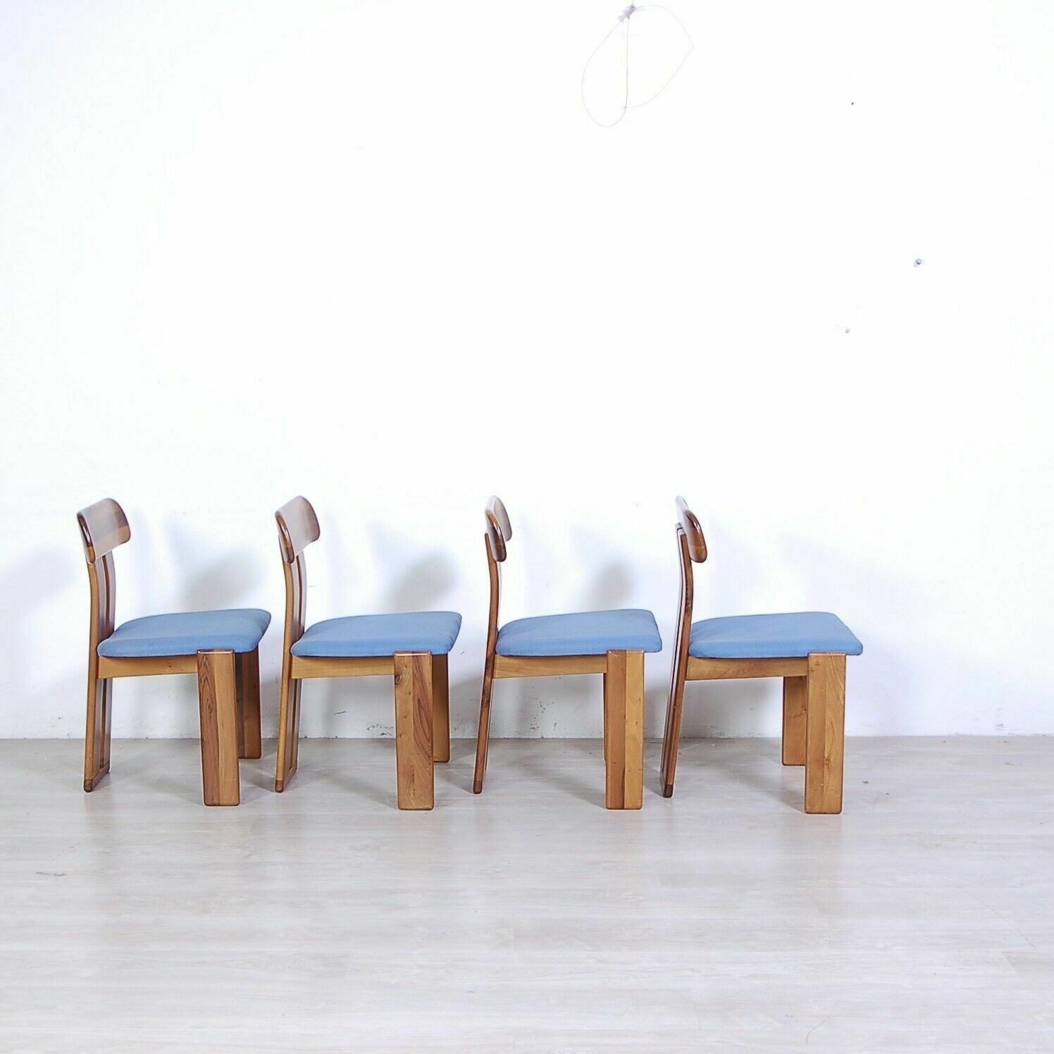 photo furniture Set Of 4 Walnut Chairs, Marengo Series, Designed By Tarcisio Colzani For Mobilgirgi, 1970s