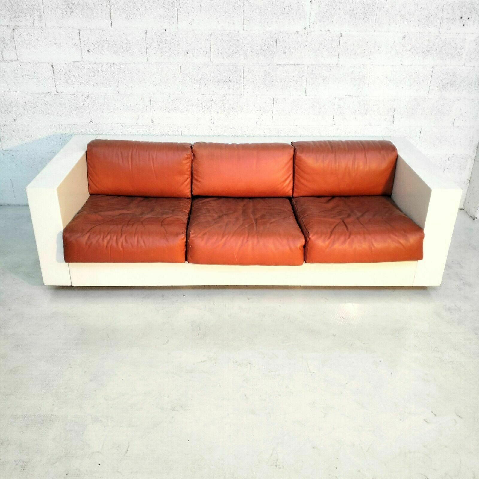 Orange “Saratoga” 3 Seater Sofa By Massimo And Lella Vignelli For Poltronova 60s photo for sale