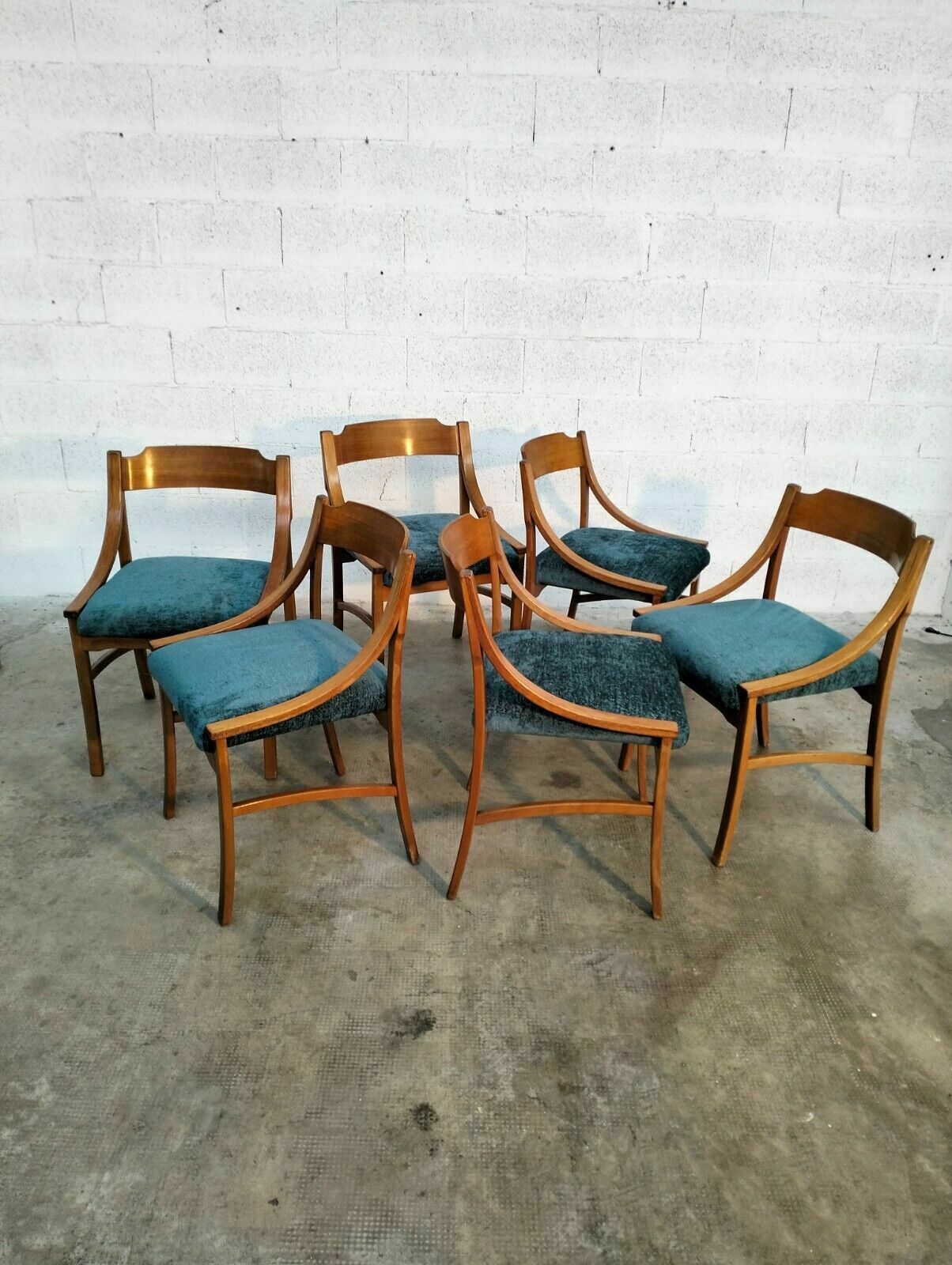 Set Of 6 Wooden Dining Chairs In The Style Of Ico Parisi For Cassina 70s photo vinterior