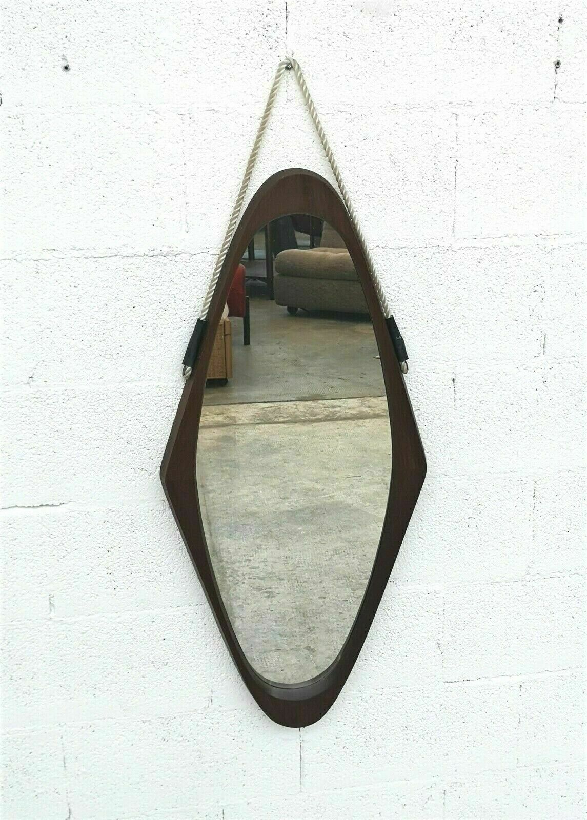 Scandinavian Design Teak Rhombus Mirror From The 60s And 70s