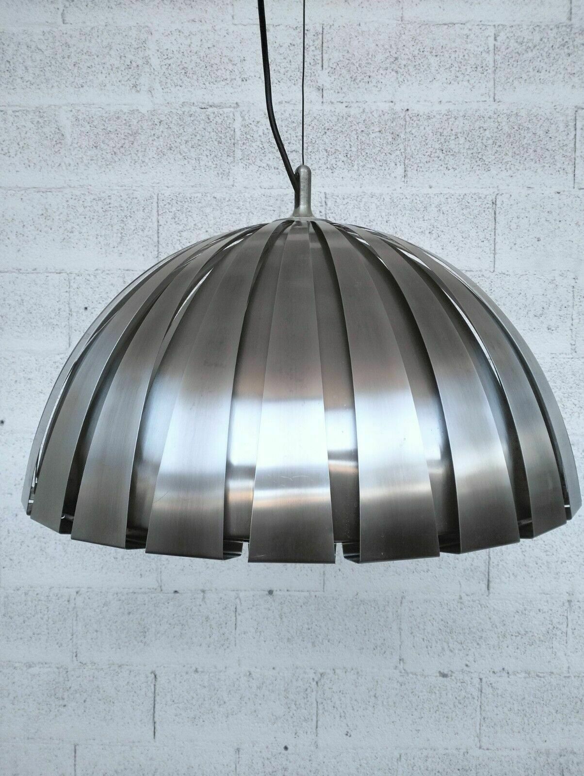 Stainless Steel Pendant Lamp Chandelier By Elio Martinelli For Martinell photo vintage