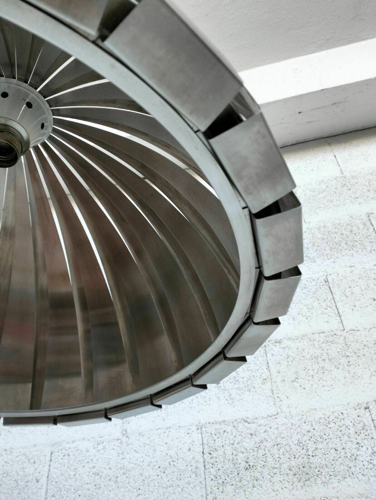 photo for sale Stainless Steel Pendant Lamp Chandelier By Elio Martinelli For Martinell