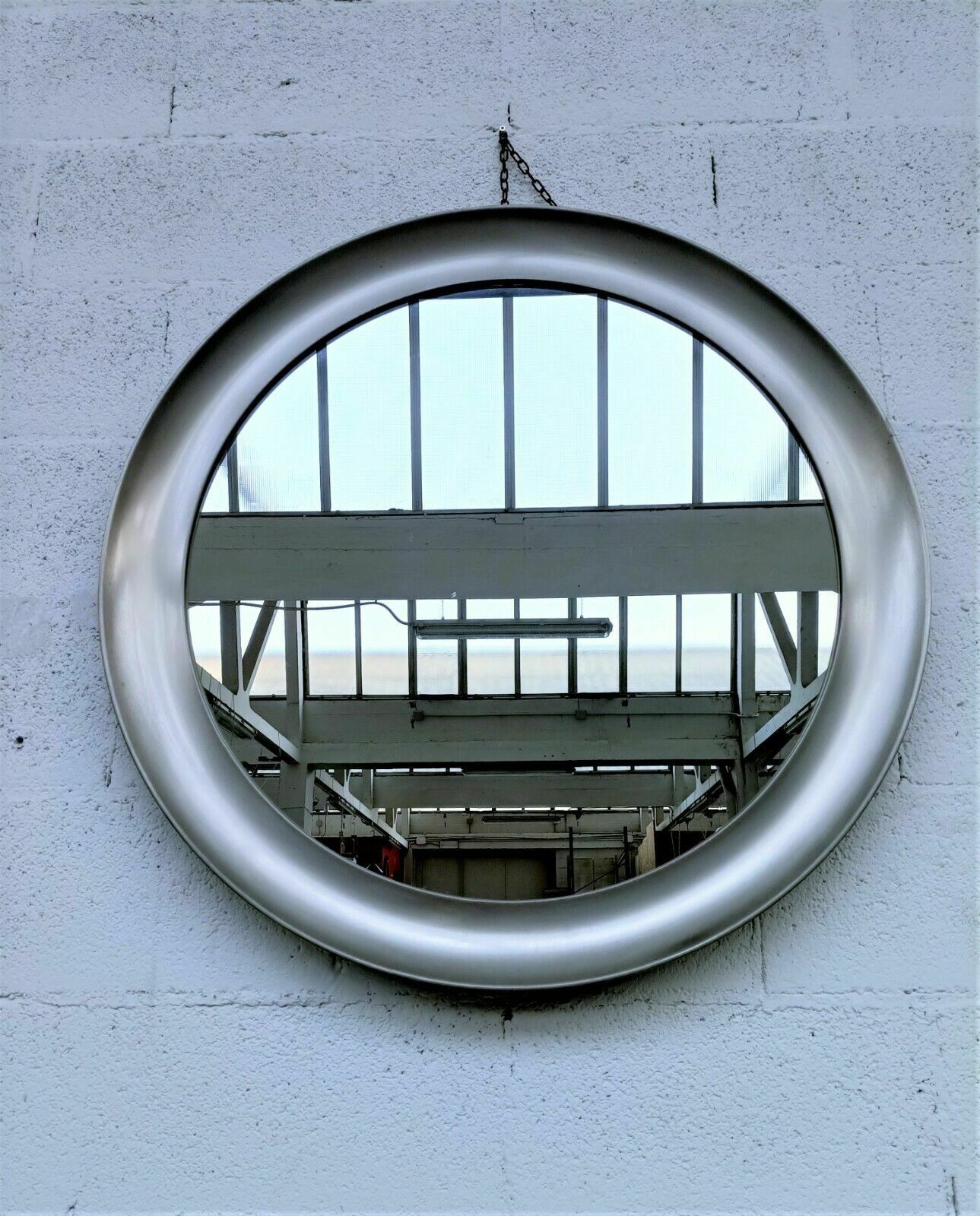 Large Round Brass Wall Mirror "Narciso" By Sergio Mazza For Artemide 60s, 70s photo vinterior