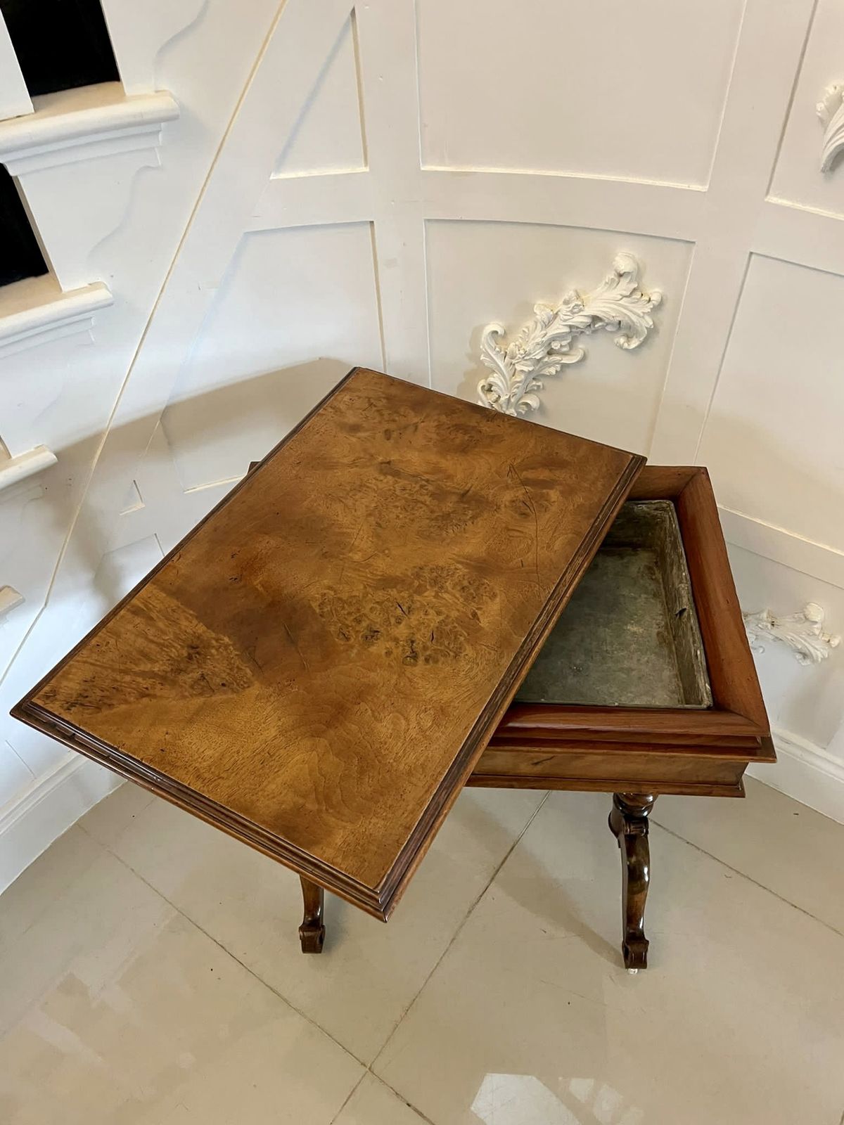 Unusual Antique 19th Century Quality Burr Walnut Jardiniere Table photo buy