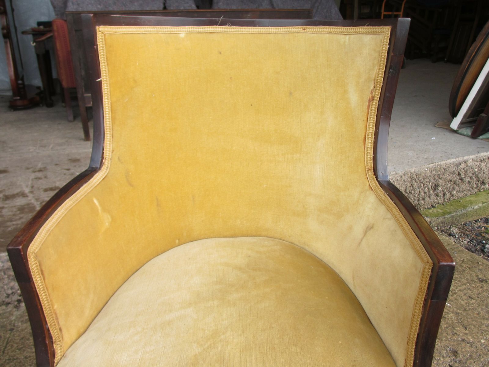 19th Century Mahogany Framed Upholstered Tub Armchair photo Furniture
