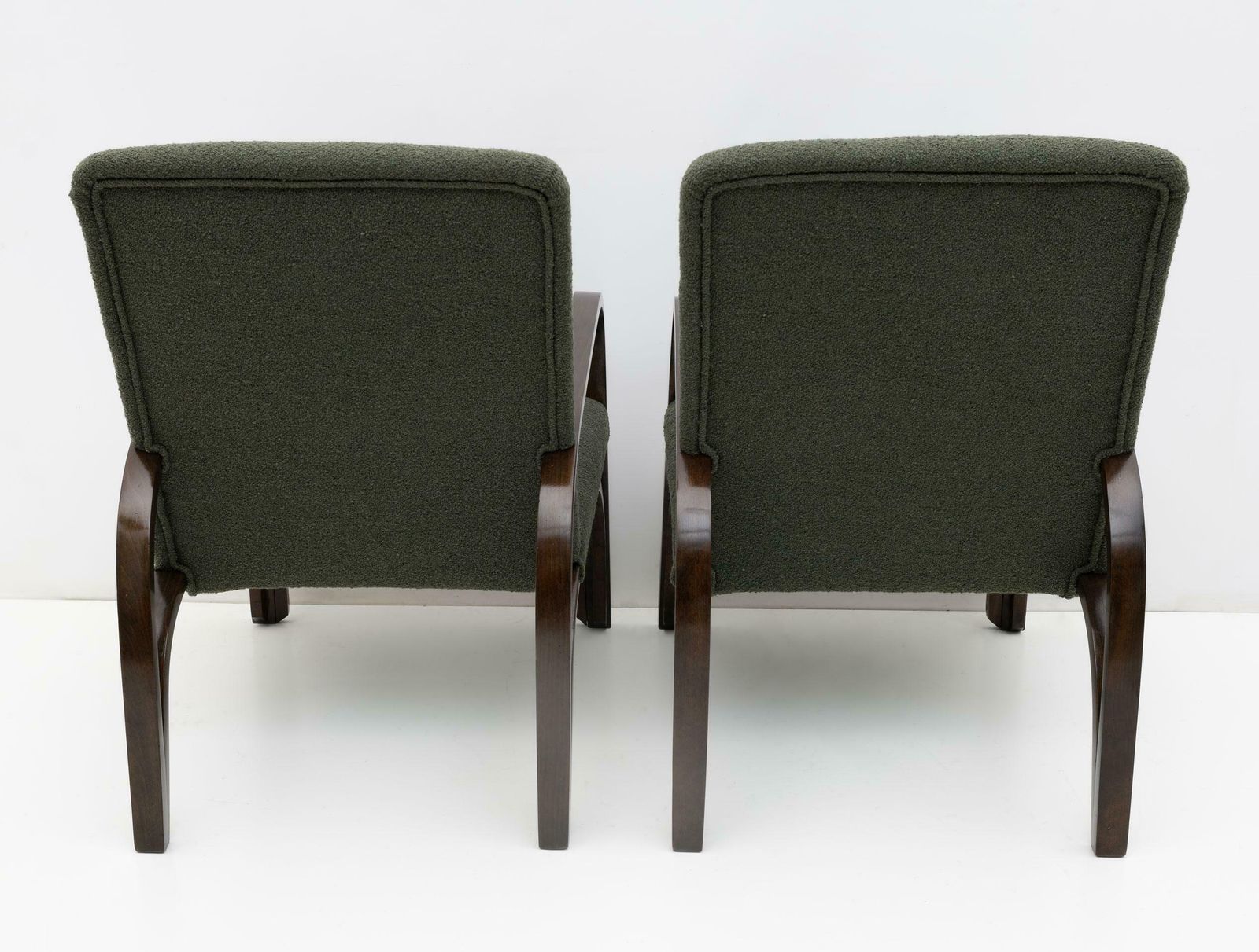 Art Dèco Italian Green Bouclè Two Armchairs And Small Sofa, 1930s photo vintage