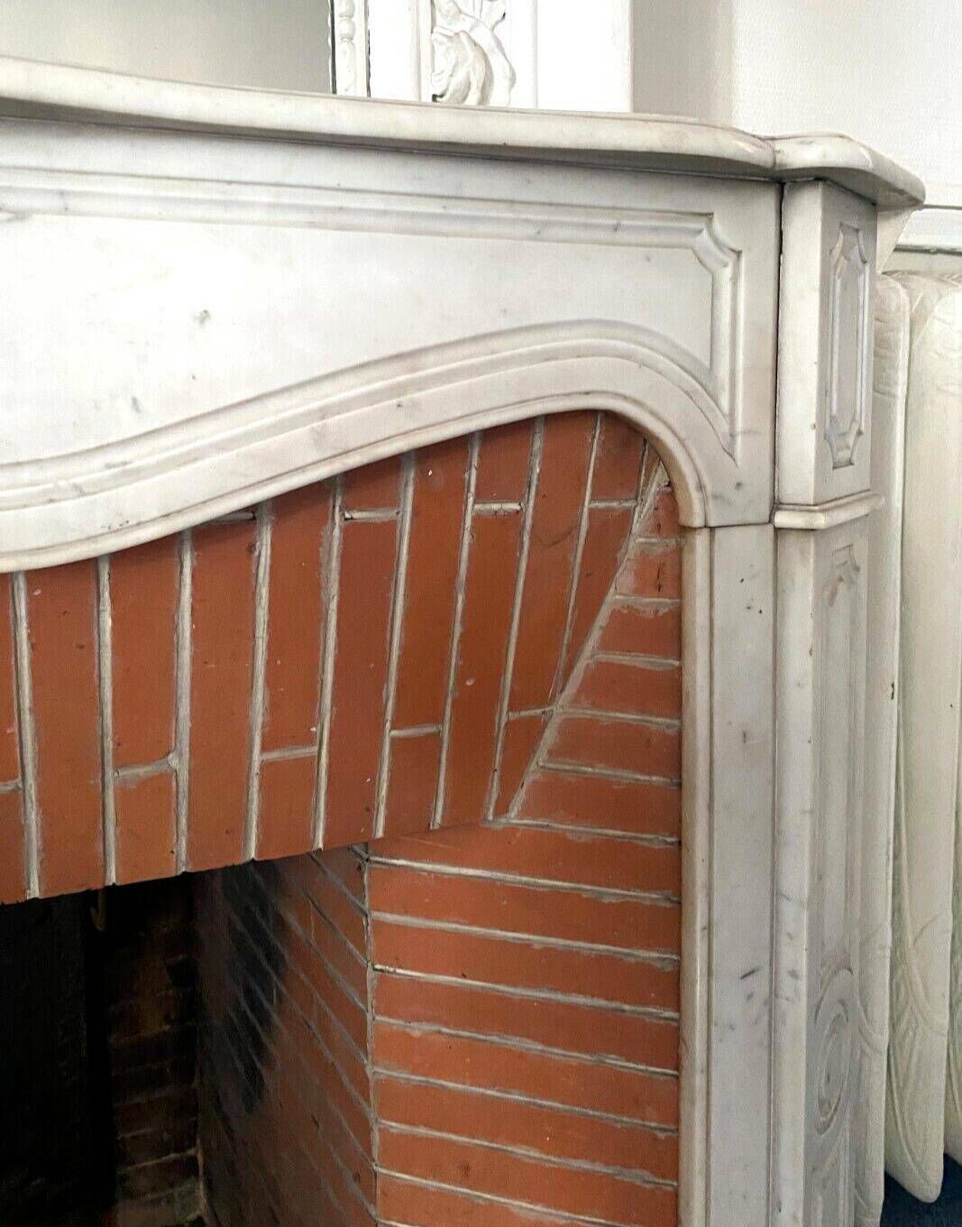 Louis XV Style Fireplace Model Pompadour White Carrara Marble 20th Century photo Home Fixtures