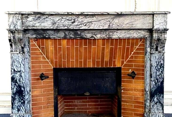 Louis Philippe Style Fireplace In Blue Turquin Marble 20th Century photo vinterior