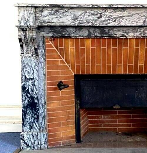 Louis Philippe Style Fireplace In Blue Turquin Marble 20th Century photo vintage