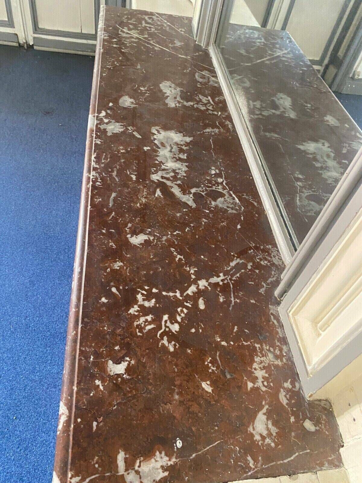Louis Philippe Style Fireplace In Speckled Red Marble 20th Century photo for sale