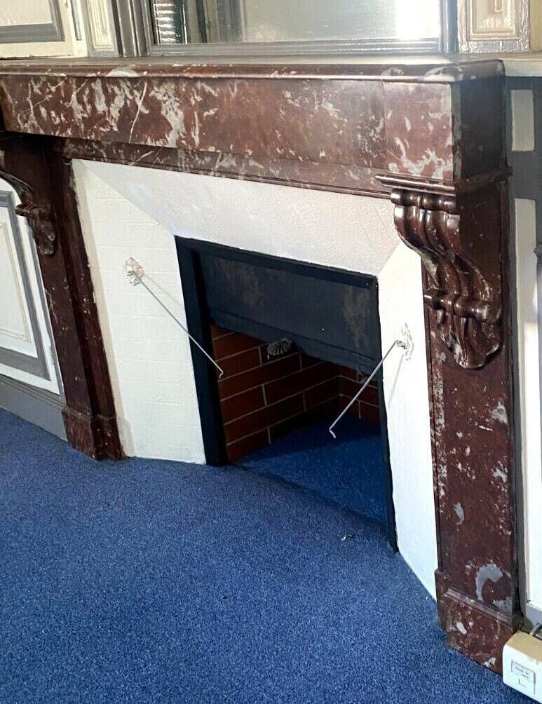 Louis Philippe Style Fireplace In Speckled Red Marble 20th Century photo buy
