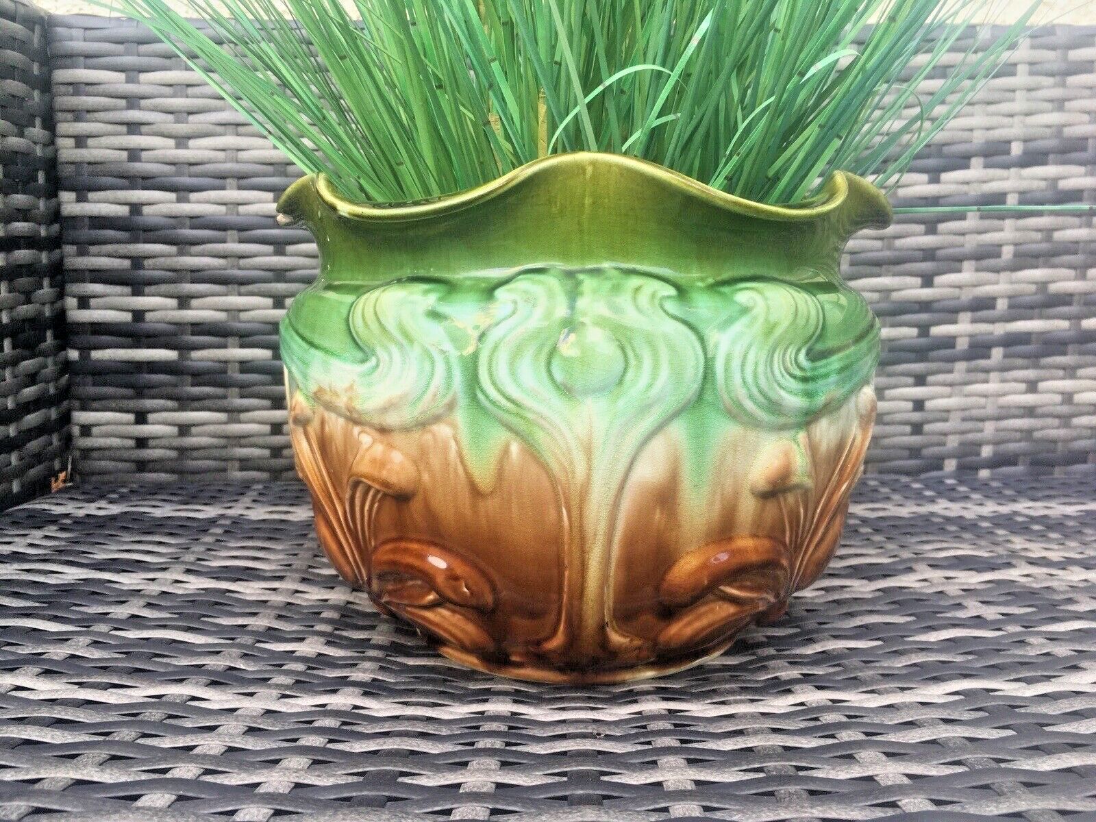 Large Art Nouveau Wf Needham Majolica Pottery Planter Planter Pot Af