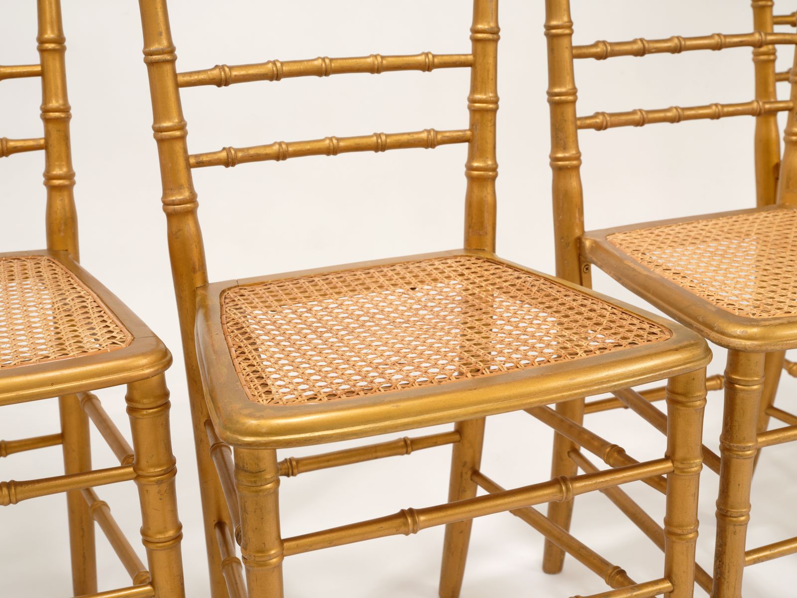 Set Of 6 Lovely Antique French Giltwood Cane Seated Dining Chairs, France Circa 1930’s photo 1595.0