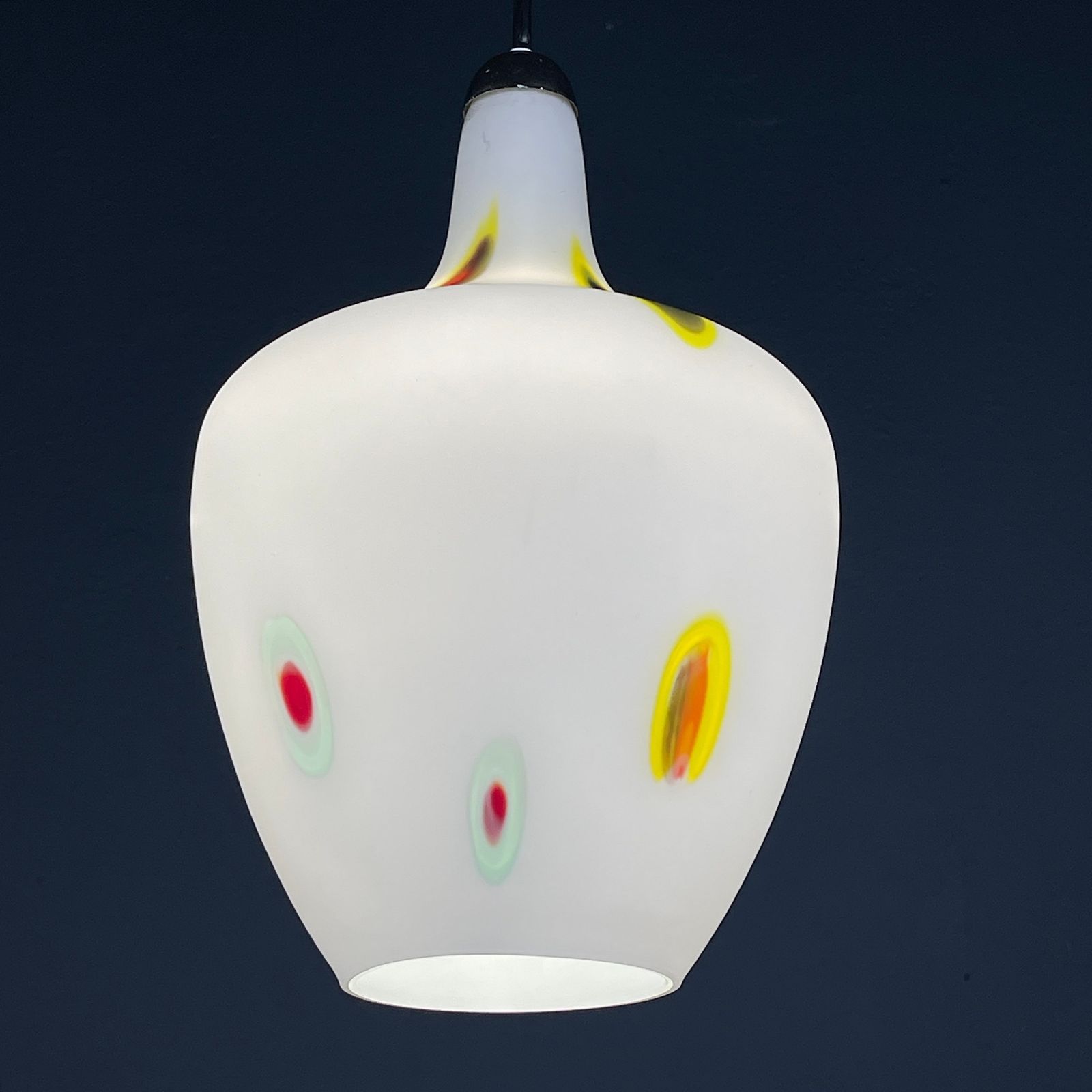 Mid Century Multicolor Opaline Murano Glass Pendant Lamp By Stilnovo Italy 1950s photo vinterior
