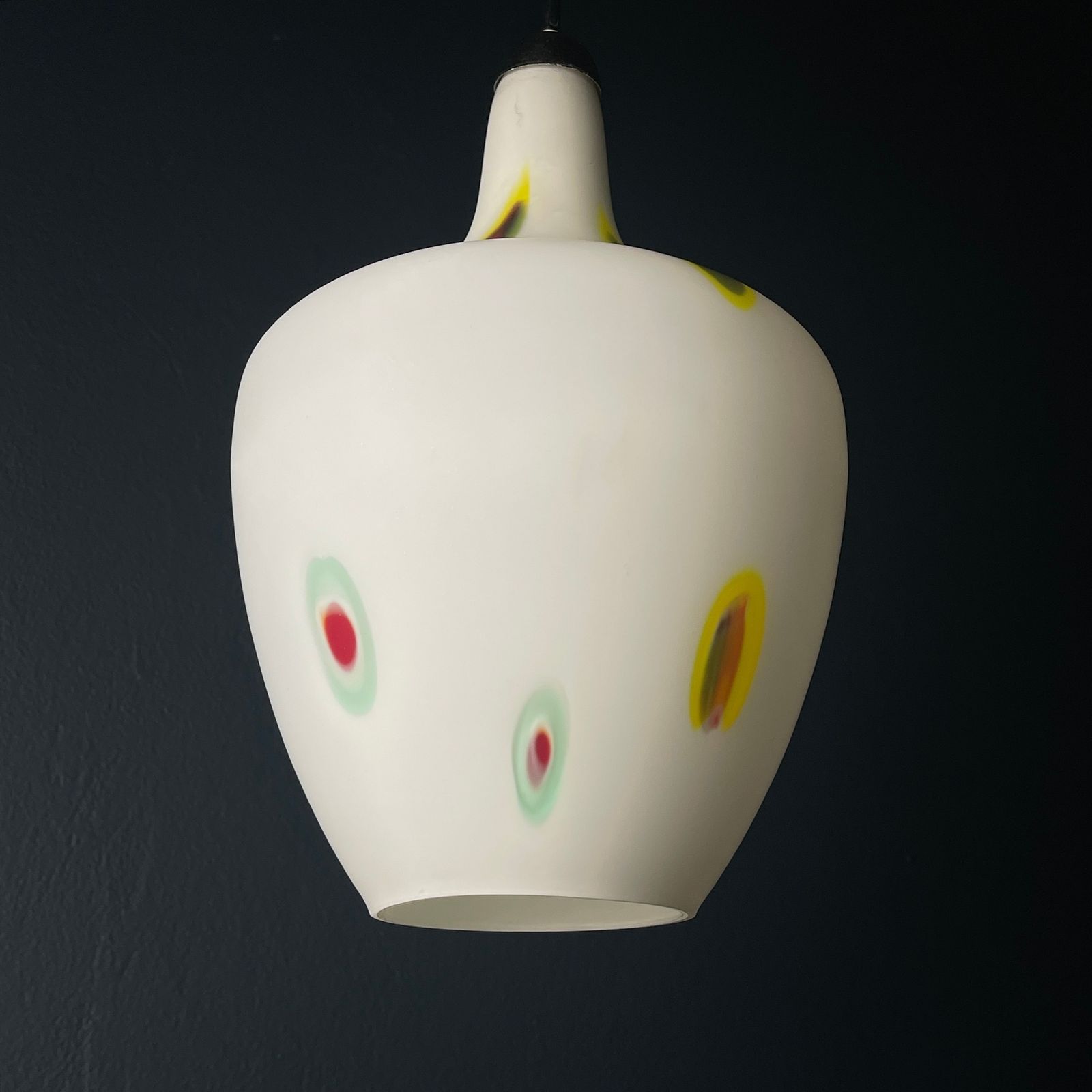 Mid Century Multicolor Opaline Murano Glass Pendant Lamp By Stilnovo Italy 1950s photo vintage