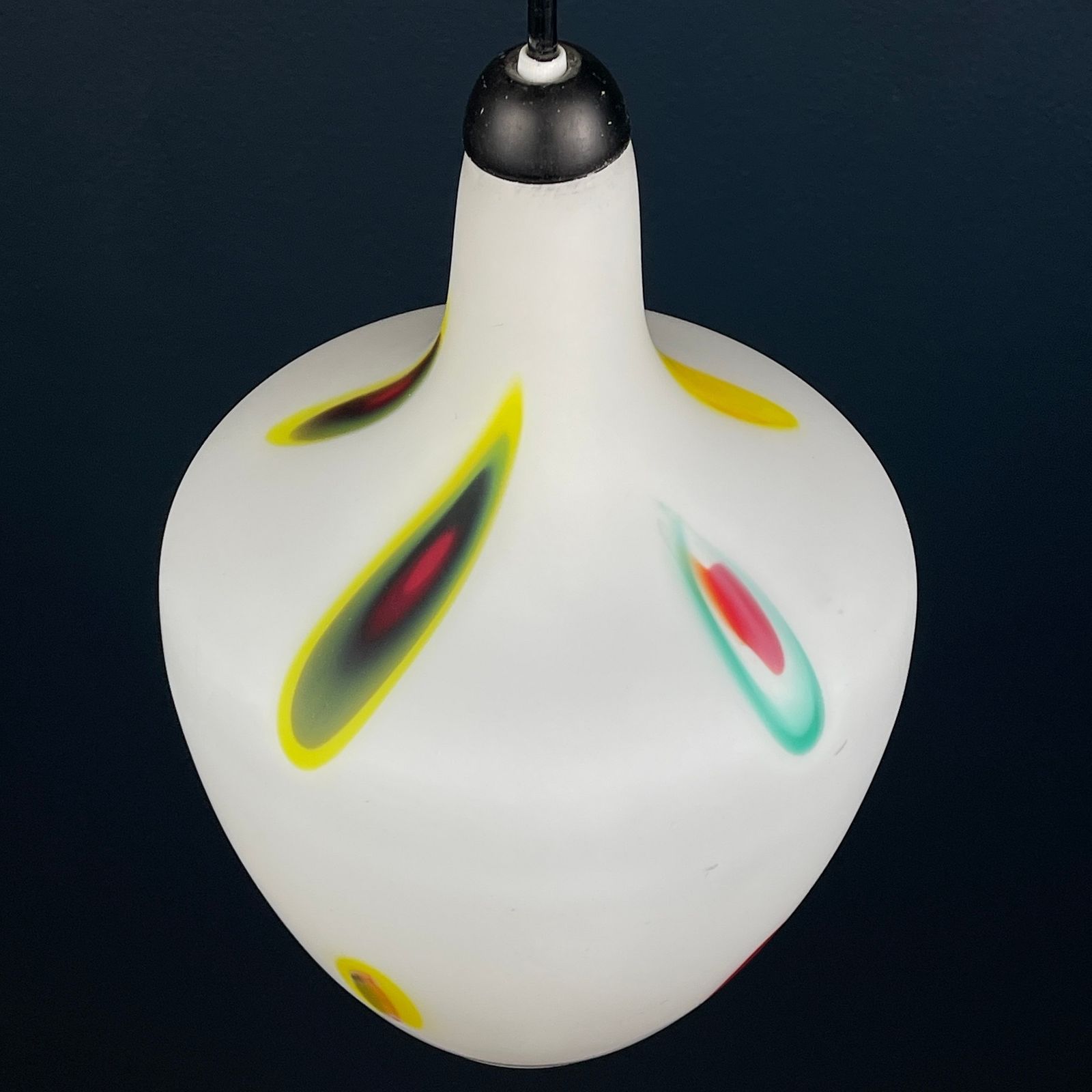 460.0 Mid Century Multicolor Opaline Murano Glass Pendant Lamp By Stilnovo Italy 1950s photo