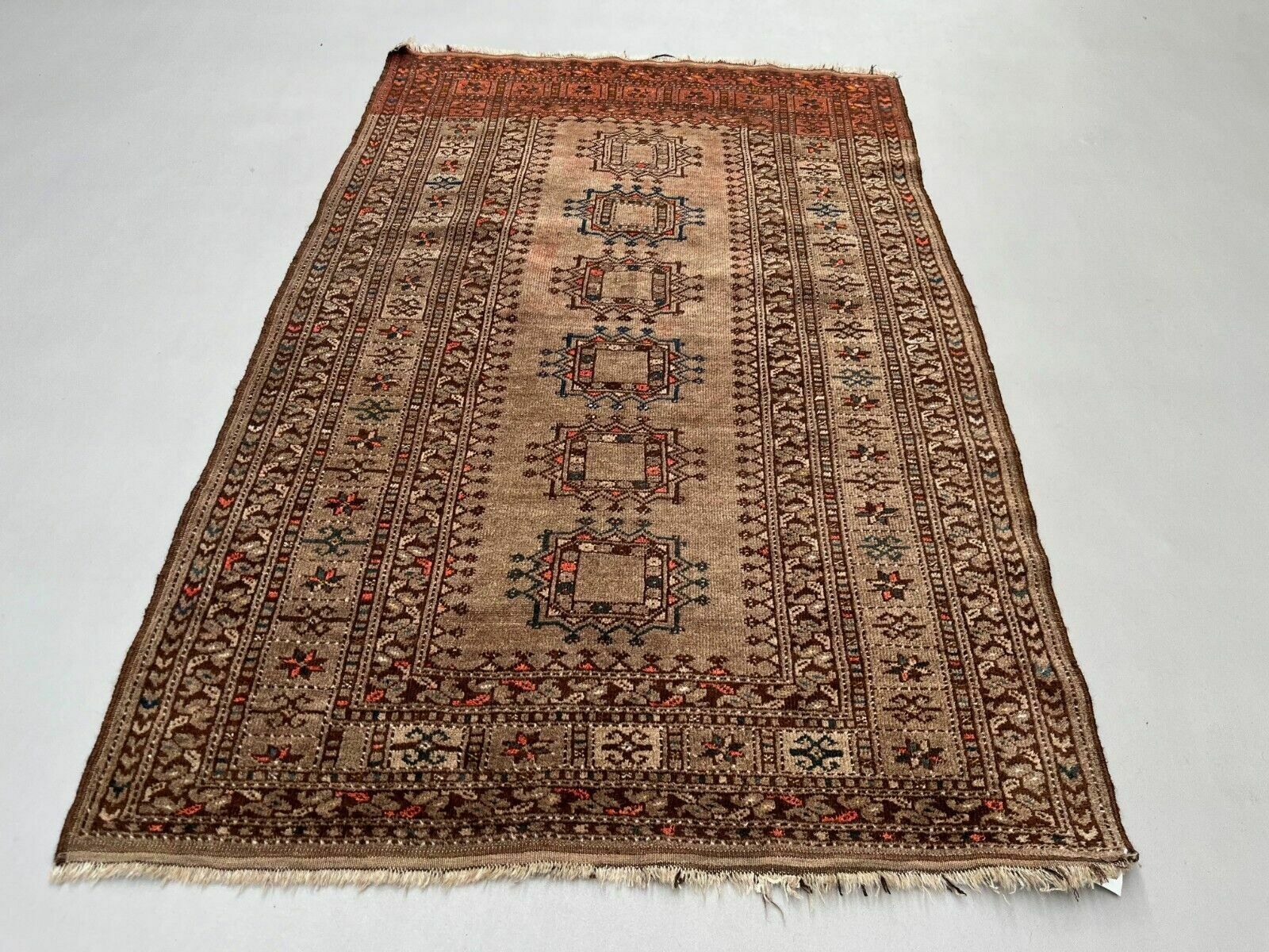 Vintage Afghan Turkoman Village Rug 170x112 Cm, Red, Black Tribal Medium photo for sale