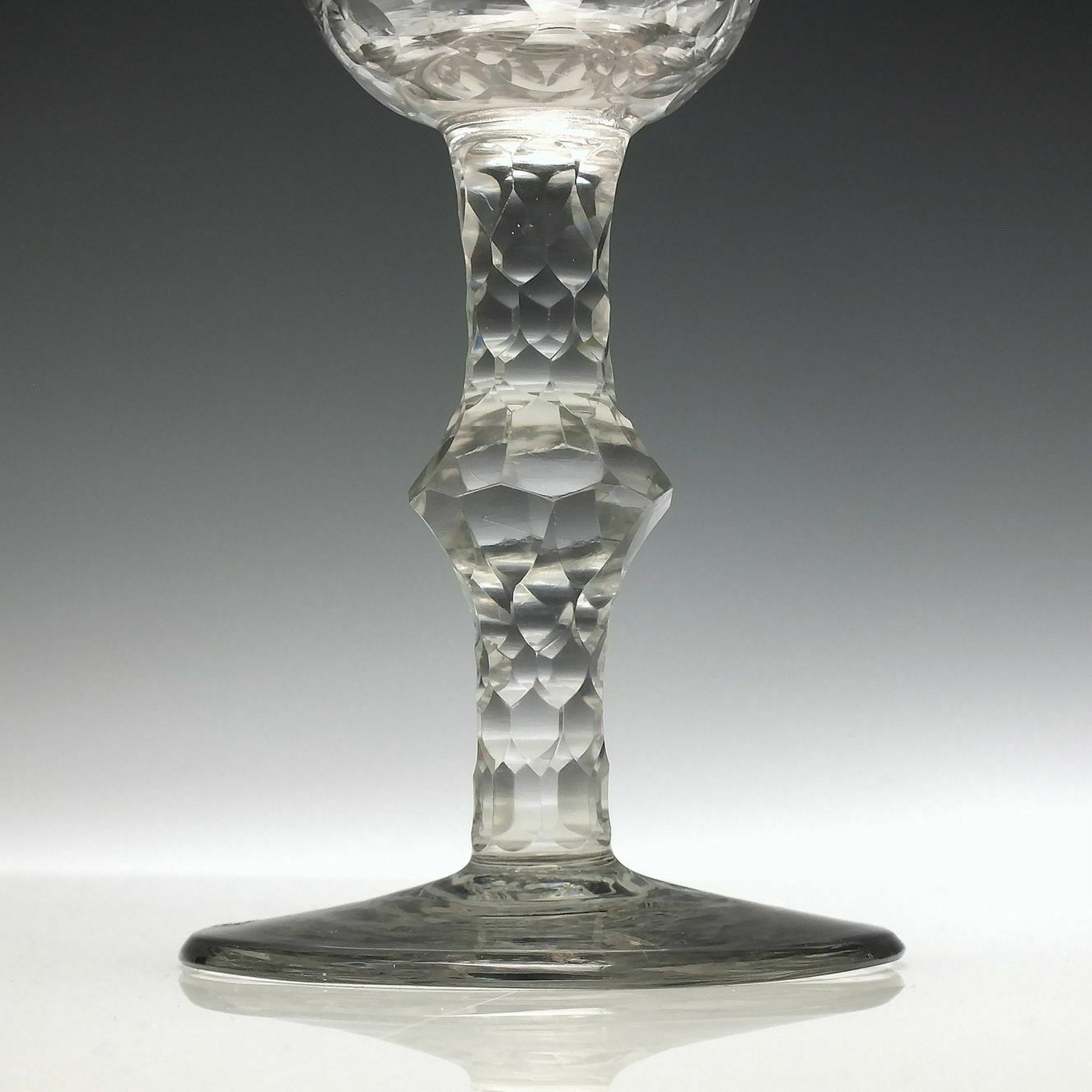 photo furniture Large 18th Century Facet Cut Marriage Glass Goblet C1780