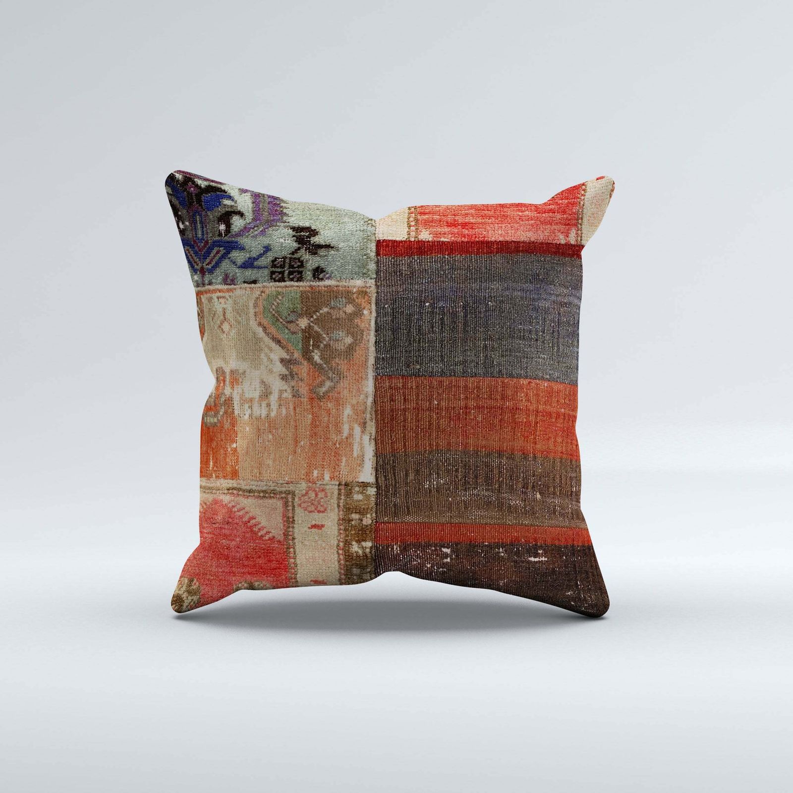 Vintage Turkish Kilim Cushion Cover 60x60 Cm Square Wool Large Pillowcase