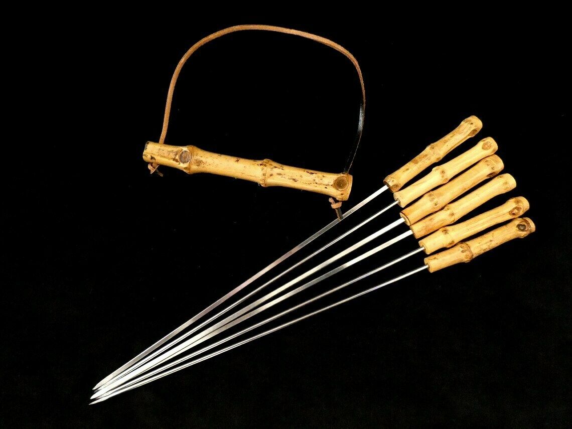 Bamboo Handle Barbecue Skewers, Vintage Japanese Grill Sticks, Barbecue Accessories 60s photo Home Decor