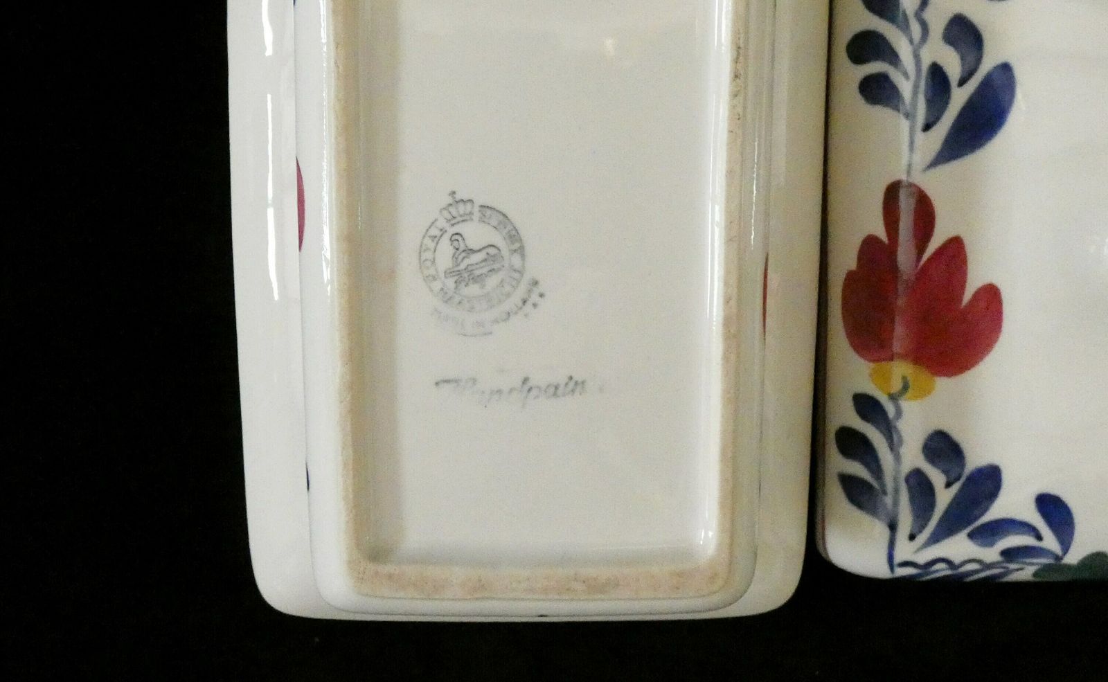 Vintage Royal Sphinx Butter Dish Maastricht Boerenbont Butter Container Ceramic Covered Bowl Hand Painted Flowers Kitchen Accessory photo vintage