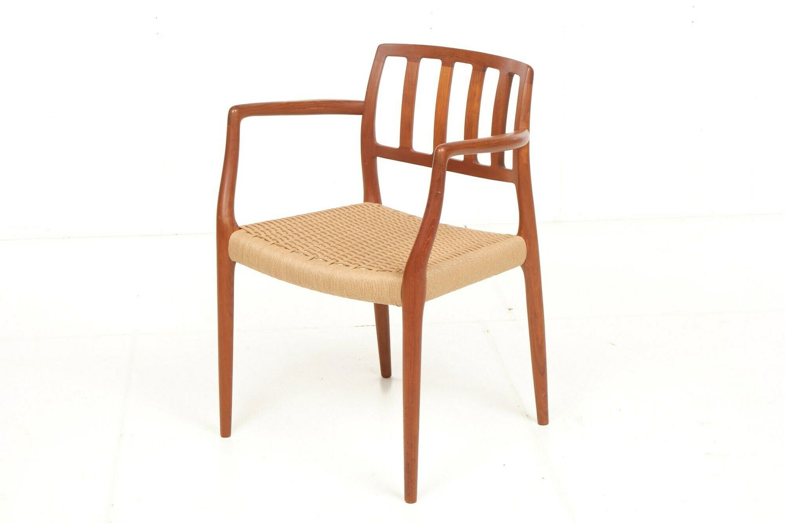 Armchair Niels Otto Moller Mod. 66, Teak, Vintage, New Seat Weave