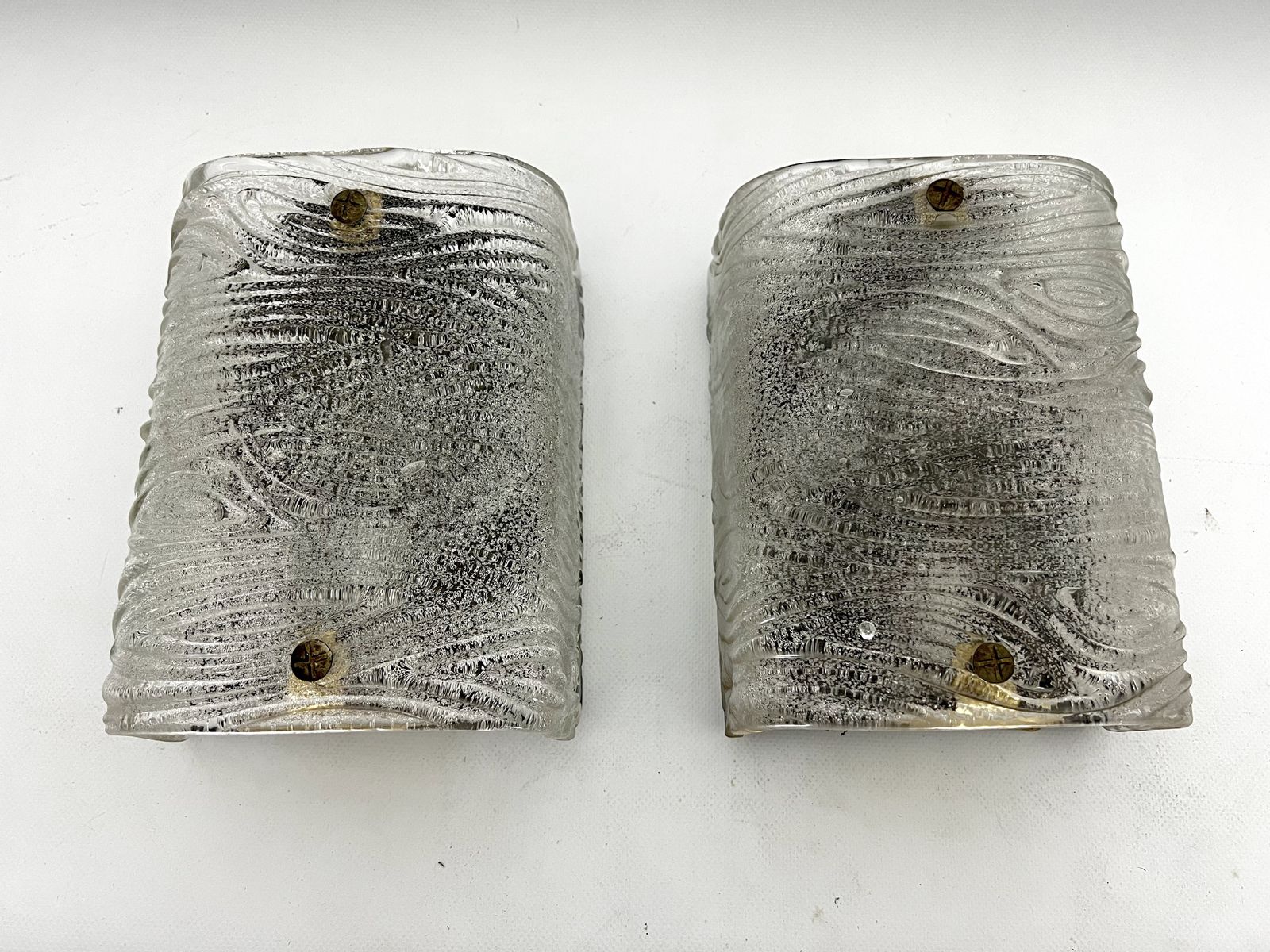 Toni Zuccheri, Mid Century Pair Of Corteccia Murano Glass Sconces For Venini. Italy 1960s