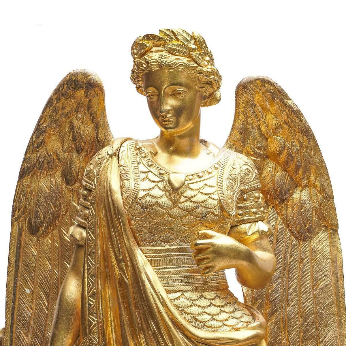 photo for sale 19th Century French Empire Style Ormolu Bronze Mantel Clock C 1870