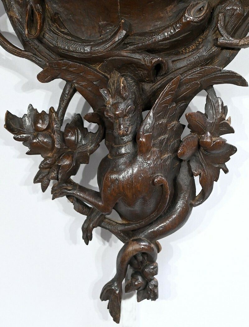 photo vintage Important Oak Clock Renaissance Style Early 20th Century