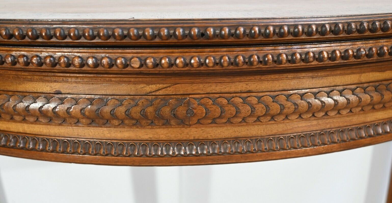 photo for sale Half Moon Walnut Table Louis XVI Style Late 19th Century