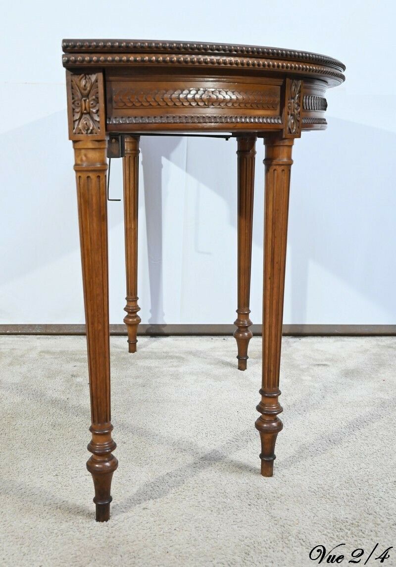 photo vintage Half Moon Walnut Table Louis XVI Style Late 19th Century