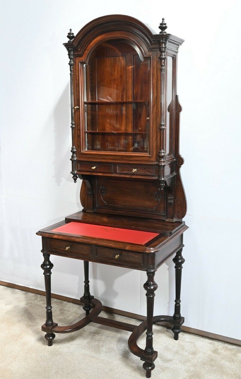 Small Rosewood Showcase Desk Napoleon III Period  Mid 19th Century photo Furniture
