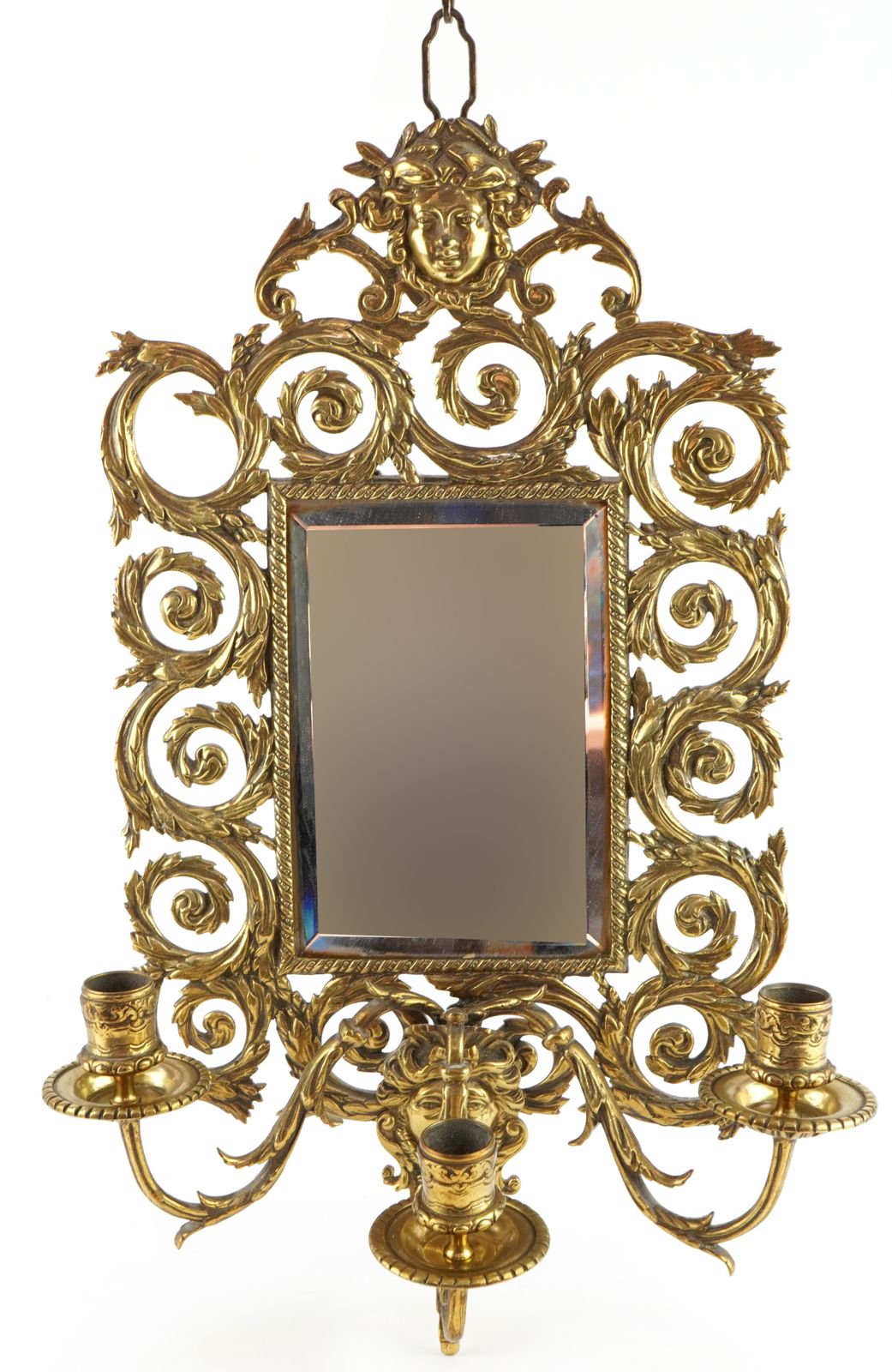 Antique Brass Girandole Wall Sconce
