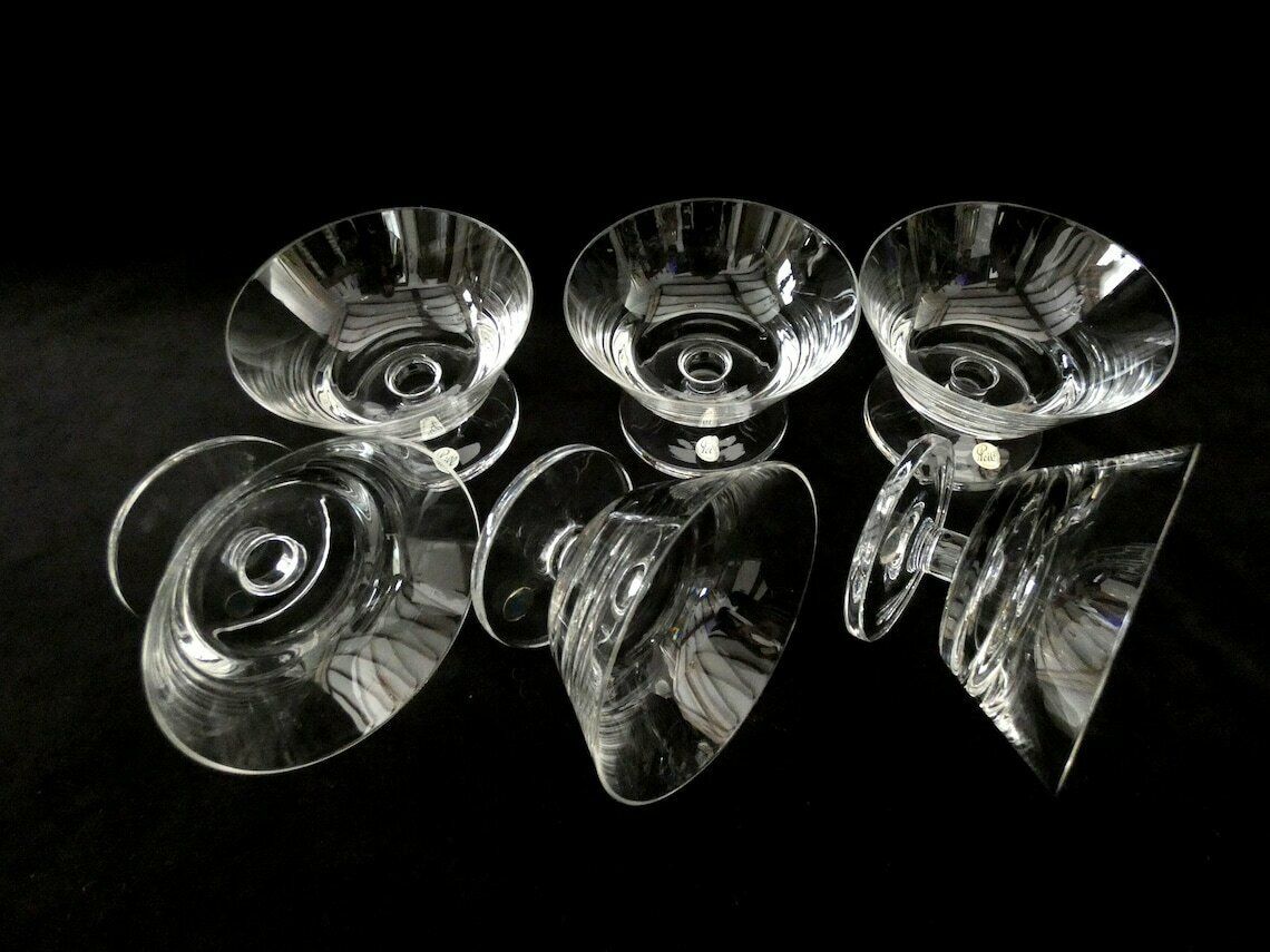 Peill Germany Champagne Glasses Set, Vintage Crystal Champagne Coupes, Peill And Putzler Crystal Mid Century German Ice Cream Bowls photo 150.0