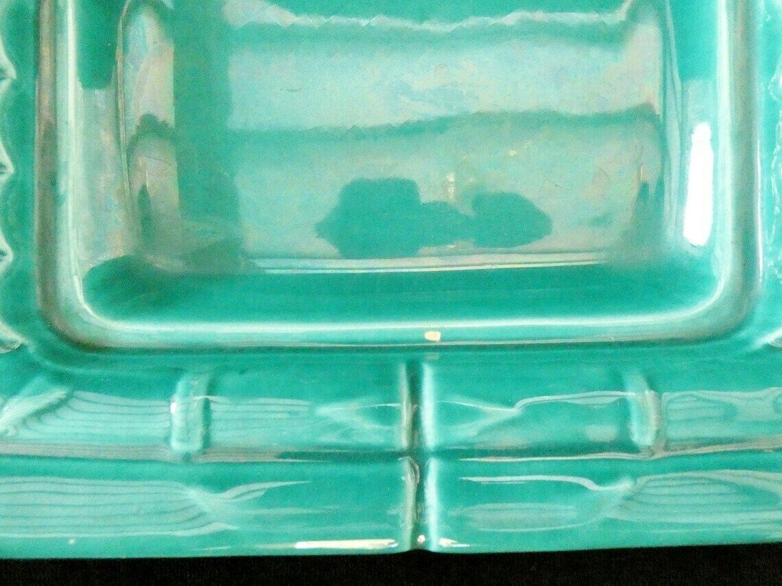 Vintage Turquoise Asparagus Platter, French Majolica Asparagus Dish, Turquoise Barbotine Asparagus Plate, France 50s photo buy