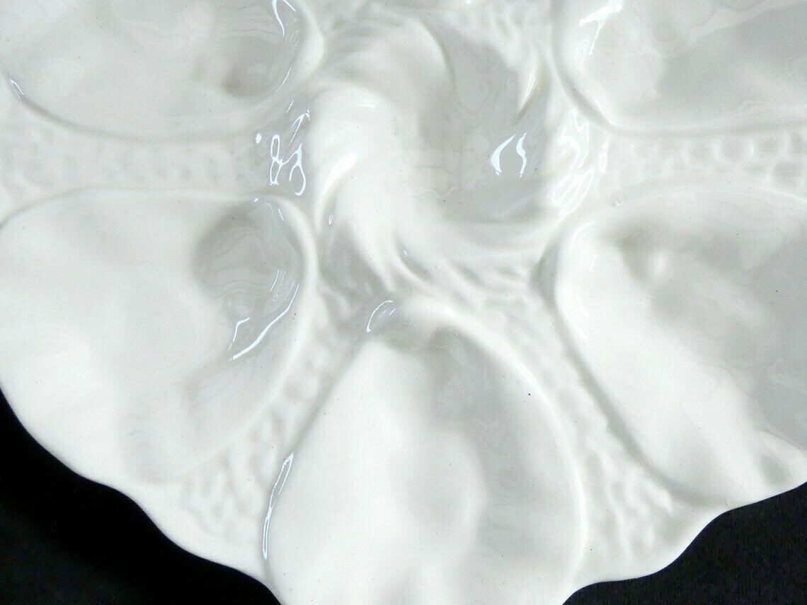 Antique Oyster Plate Orchies France 20s, Rare Majolica Oyster Plate, Barbotine Oyster Plate Moulin Des Loups France photo Home Decor